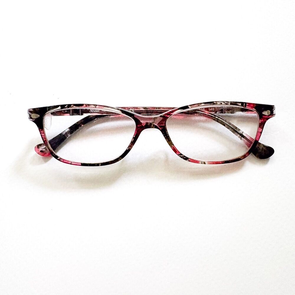 READ Persol Womens Eyeglasses Pink Pattern FRAMES ONLY Splayed Flared 52-16-140 - Picture 3 of 13